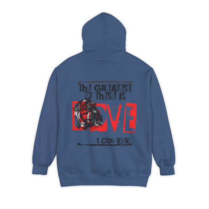 Unisex Garment-Dyed Hoodie - Fitness & Faith: 'The Greatest of These is Love'