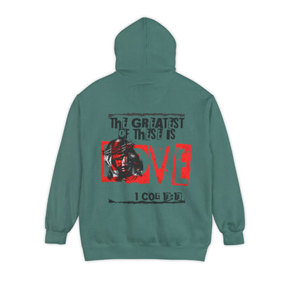 Unisex Garment-Dyed Hoodie - Fitness & Faith: 'The Greatest of These is Love'